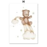 Affiche adorable ourson et ballons - H / A4 21X30 cm