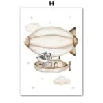 affiche douce véhicules et animaux - H / 50X70 cm Unframed